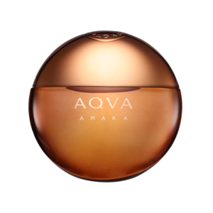 Aqva Amara Bvlgari for men in a gold round bottle